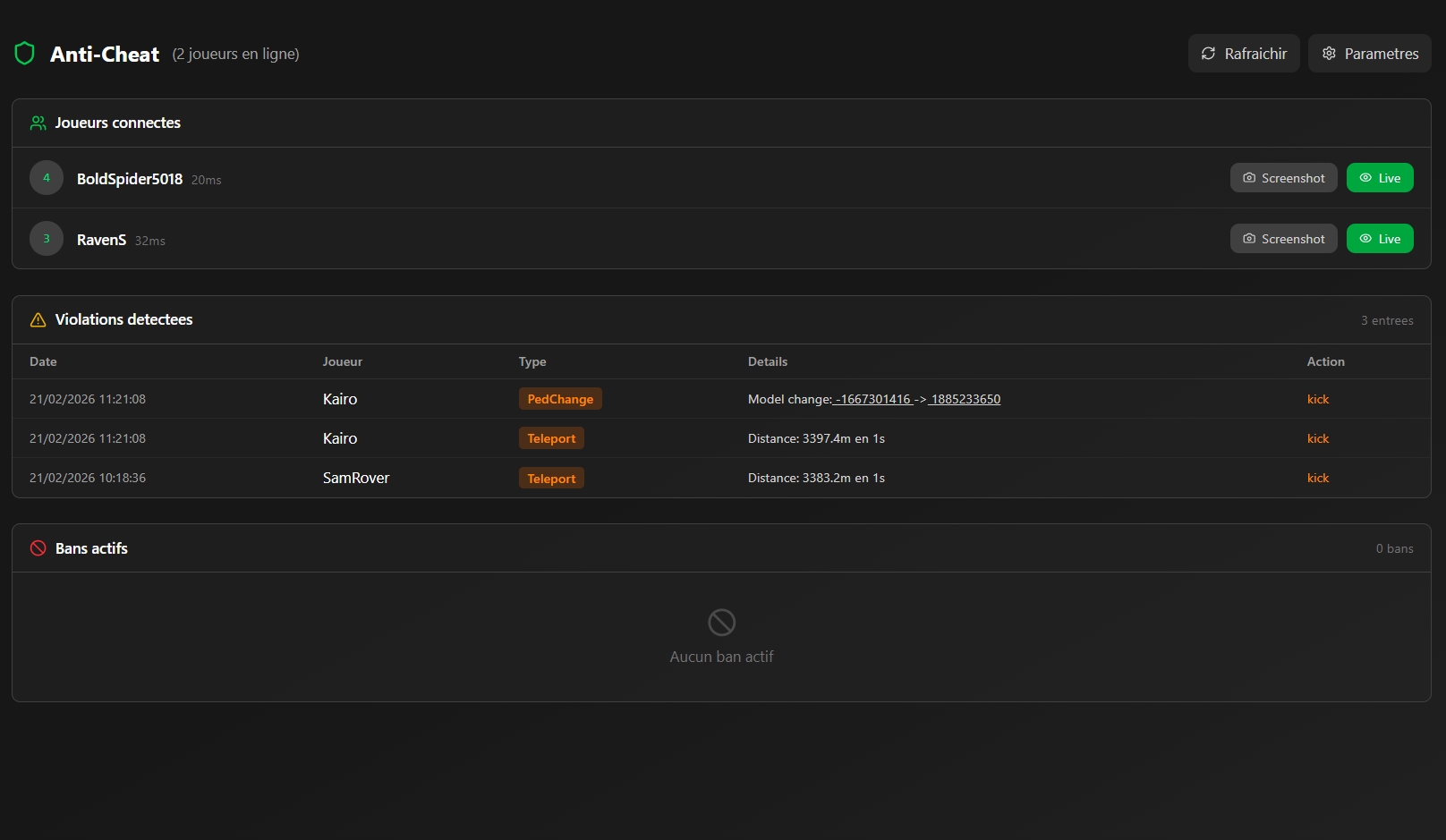 Gestion des permissions joueurs sur son serveur